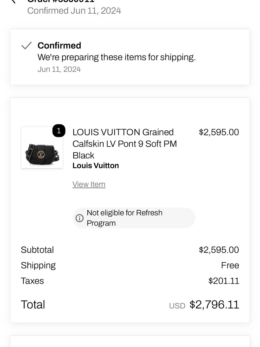 Louis Vuitton Black Grained Calfskin Crossbody with Gold LV Hardware